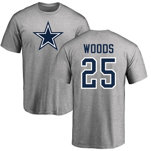 Men Dallas Cowboys Ash Xavier Woods Name and Number Logo #25 Nike NFL T Shirt->dallas cowboys->NFL Jersey
